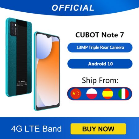 Cubot Note 7 Smartphone Triple Camera 13MP 4G LTE 5.5 Inch Screen 3100mAh Android 10 Dual SIM Card mobile phone Face Unlock 1