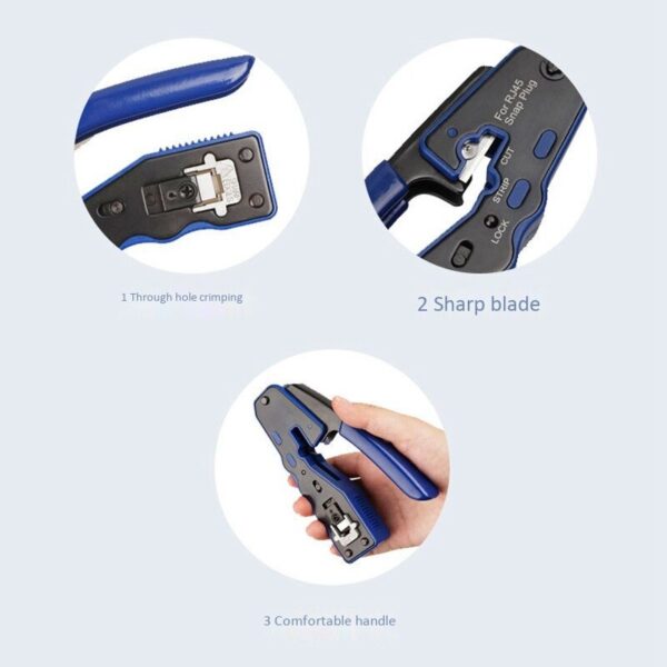 RJ45 Crimper Tool Kit for Cat6 Cat5 Cat5E 8P8C Modular Connectors All-In-One Network Tool Cable Crimper 5