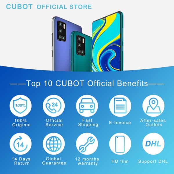 Cubot P40 Rear Quad Camera 20MP Selfie Smartphone NFC 4GB+128GB 6.2 Inch 4200mAh Android 10 Dual SIM Card mobile phone 4G LTE 6