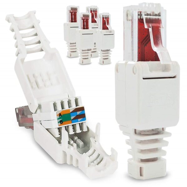 No Crimp Connectors Ethernet Cable Tool-less Crystal Head Plug CAT6 RJ45 Connector 1