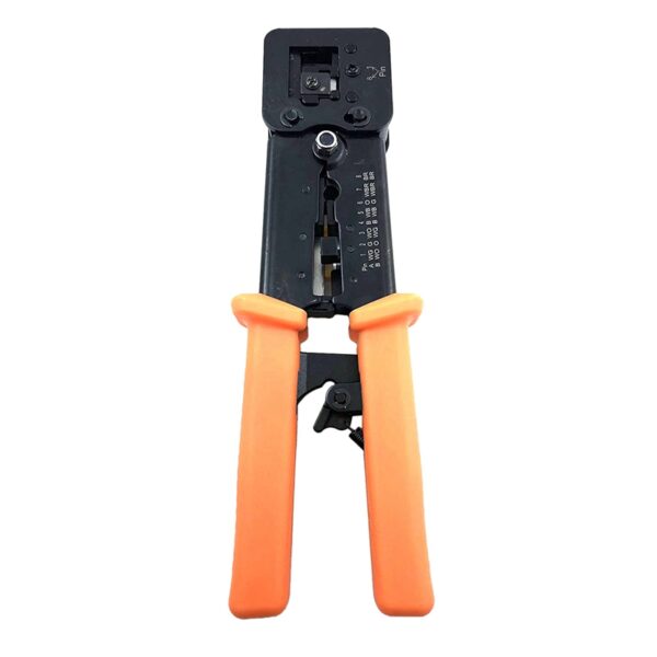 Crimping Tool Cable Crystal Rj45 Network Through Hole Head Perforation Dual Purpose Tool Steel Orange Black 4