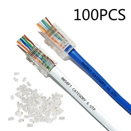 2021 NEW 50pcs/100pcs CAT5E CAT6 Plug RJ45 Connector Network Cable Modular 8P8C Connector End Pass Through Z HOTSALE RJ45 1