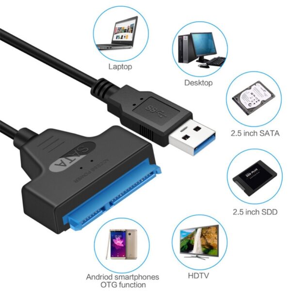 Congdi USB SATA 3 Cable Sata To USB 3.0 Adapter UP To 6 Gbps Support 2.5Inch External SSD HDD Hard Drive 22 Pin Sata III A25 2.0 3