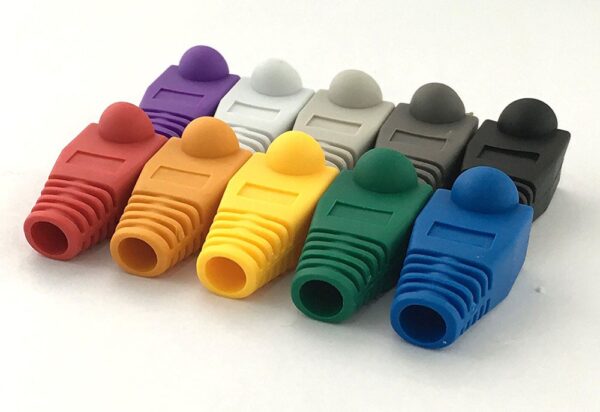 100 Pcs Mixed Color CAT5E CAT6 RJ45 Ethernet Network Cable Strain Relief Boots Cable Connector Plug Cover 4