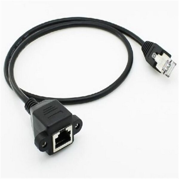 1pcs 30cm 8Pin RJ45 Cable Male to Female Screw Panel Mount Ethernet LAN Network 8 Pin Extension Cable 3