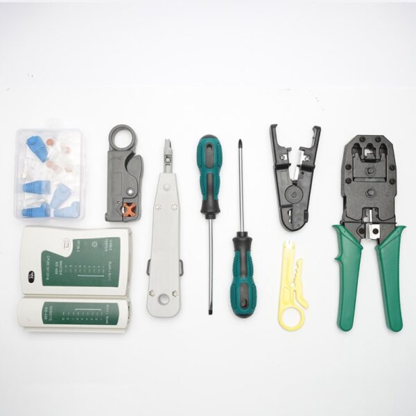 14 pcs/set lan tester RJ45 Crimping pliers Portable LAN Network Repair Tool Kit Cable Tester AND Plier Crimp Crimper Clamp 2
