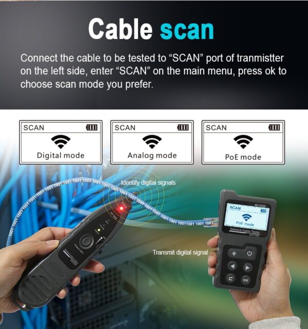 NOYAFA NF-8209/NF-488 RJ45 Cable Tracker Lan Tester PoE Ethernet cat5 cat6 Network Tools LCD Display Measure Length 5