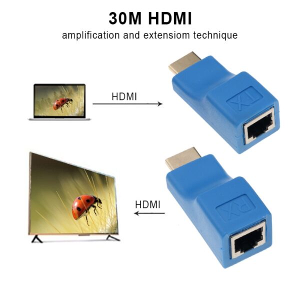 1pc Newest High Qulity 4K HDMI Extender HDMI Extension Up To 30m Over CAT5e / 6 UTP LAN Ethernet Cable RJ45 Ports LAN Network 2