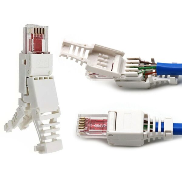 No Crimp Connectors Ethernet Cable Tool-less Crystal Head Plug CAT6 RJ45 Connector 2