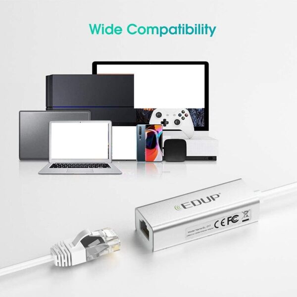 EDUP USB to Ethernet Adapter,Portable USB 3.0 to 10/100/1000 Gigabit Ethernet RJ45 LAN Network Adapter 2