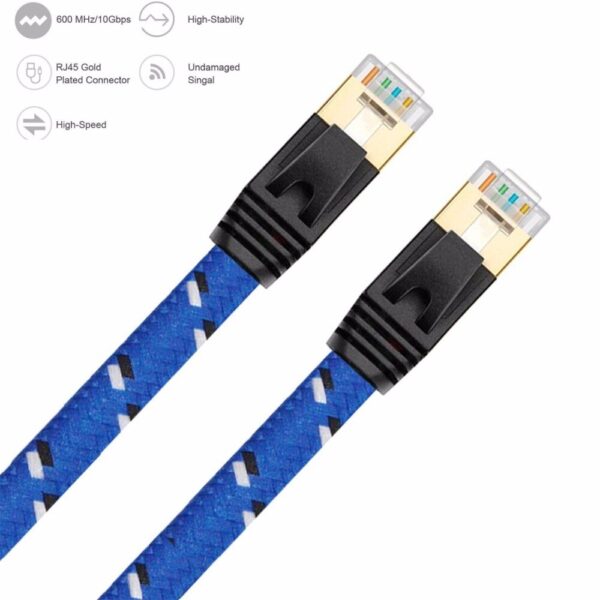 1ft 3ft 5ft 6ft 0.5m 1m 1.5m,2m 3m,5m 10m 20m30m  cable CAT7 RJ45 Patch flat Ethernet Network Cable For Router Switch gold plate 2