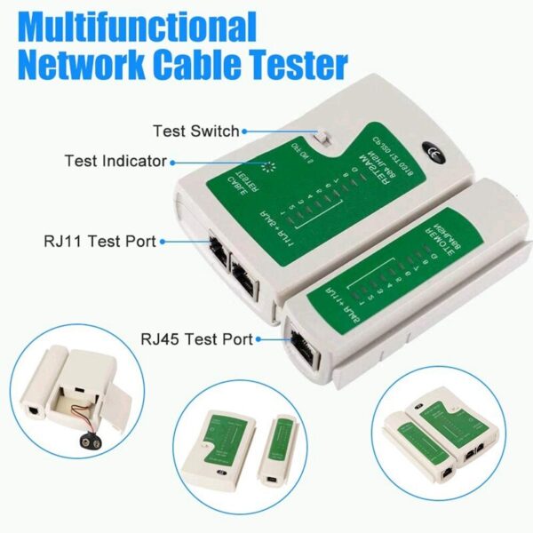 RJ45 Crimp Tool Kit Cat5 Cat5E Crimping Tool,RJ-11,6P/RJ-12,8P/RJ-45 Crimp Tool,Network Cable Tester and Wire Stripper 4