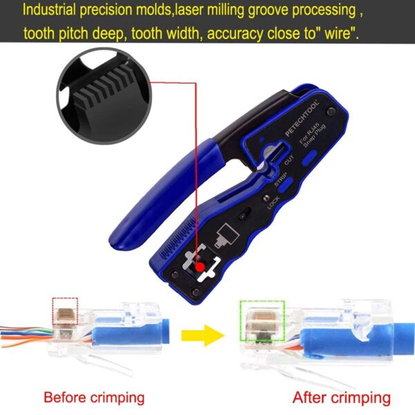 RJ45 Crimper Tool Kit Wire Tool for Cat6 Cat5 Cat5E 8P8C Modular Connectors All-In-One Stripper Cutter Crimper Tool 5
