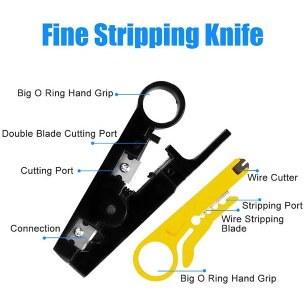 RJ45 Crimp Tool Kit Cat5 Cat5E Crimping Tool,RJ-11,6P/RJ-12,8P/RJ-45 Crimp Tool,Network Cable Tester and Wire Stripper 5