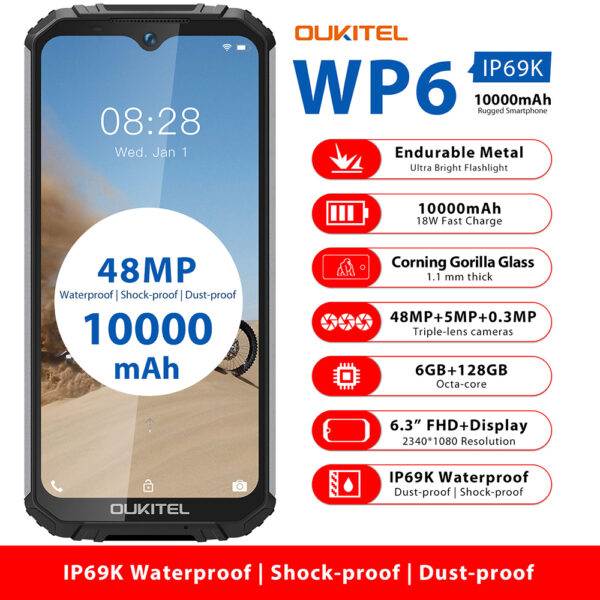 OUKITEL WP6 10000mAh 6GB RAM 128GB ROM  6.3 2