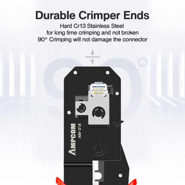 AMPCOM RJ45 Crimping Tool Ethernet Network LAN Cable Crimper Cutter Stripper Plier Modular 8P RJ45 and 6P RJ12 RJ11 3
