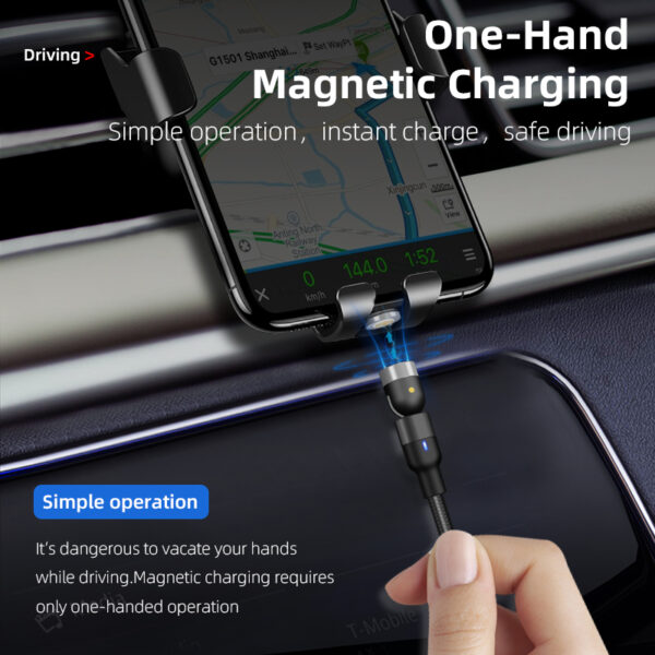 Magnetic USB Cable 540º Rotate 3A Fast Charging Circular Magnetic Charging Cable 3IN1 Bending Magnetic Line For Smart Phone 5