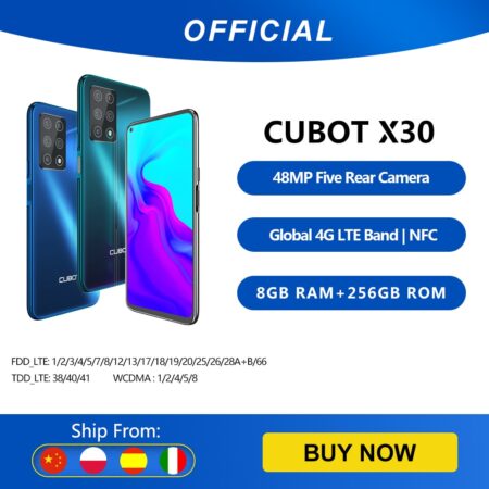 Cubot X30 8GB Smartphone 48MP Five Camera 32MP Selfie NFC 256GB 6.4" FHD+ Fullview Display Android 10 Global Version Helio P60 1