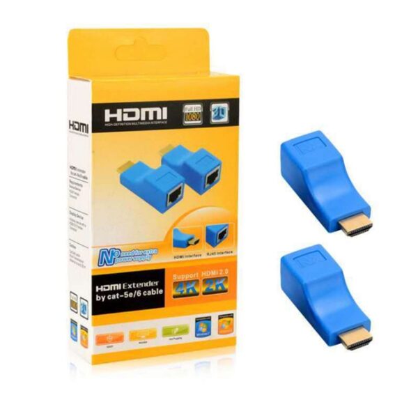 4k*2k Signal Adapter Rj45 HDMI-compatibleExtender Extension Up To 30m In Length Over Cat5e/6 Utp Lan Lan Network Ports 2.5 Gbps 1