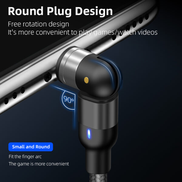 Magnetic USB Cable 540º Rotate 3A Fast Charging Circular Magnetic Charging Cable 3IN1 Bending Magnetic Line For Smart Phone 2