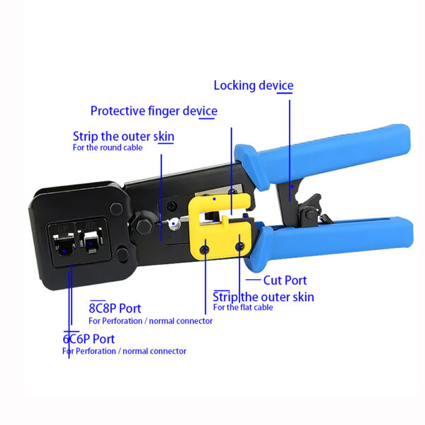 OULLX RJ45 Crimper Hand Network Tools Pliers RJ12 cat5 cat6 8p8c Cable Stripper Pressing Clamp Tongs Clip Multi Function 2