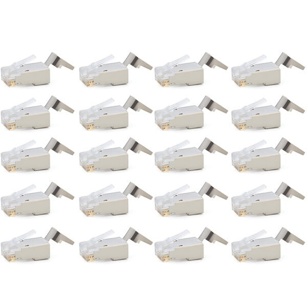 20 Pcs Cat6/6A RJ45 Pass Through Modular Plugs, Shielded (STP) External Ground Connector,EZ Crimp 1