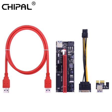 CHIPAL VER009S PCI-E Riser Card 009S PCI Express PCIE 1X to 16X Extender 1M 0.6M USB 3.0 Cable 6Pin Power for GPU Mining Miner 1