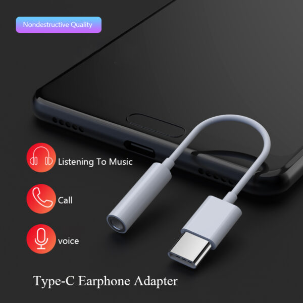 Type C To 3.5mm Earphone Adapter Cable For Huawei P20 Mate 20 XiaoMi Smart Phone Accessory USBC AUX Audio Female Jack Converters 2