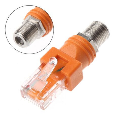F Female To RJ45 Male Coaxial Barrel Coupler Adapter RJ45 To RF Connector Converter 1