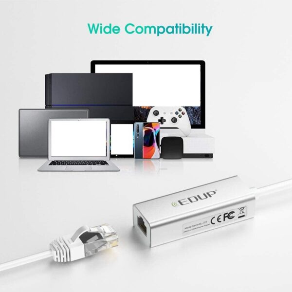 EDUP USB C to Ethernet Adapter,Type C to RJ45 Thunderbolt 3/Gigabit Ethernet LAN Network Adapter 10/100/1000 Mbps 3
