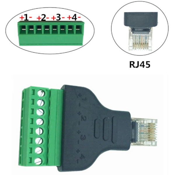 Good quality RJ45 Ethernet male and female TO 8-pin screw terminal converter RJ45 socket connector adapter for CCTV DVR 2