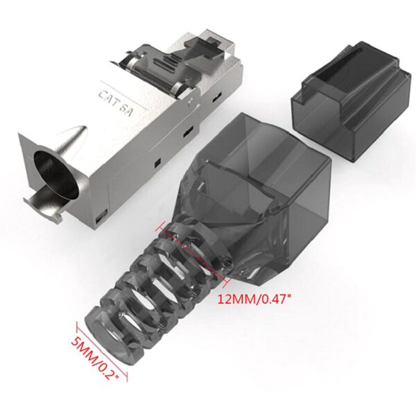 Tool-Free Shielded Crystal Head Ftp RJ45 Cat 7/Cat6A/Cat8 Termination Plug Cat7 Connector Cat6A Connectors Modular 22-26AWG 5