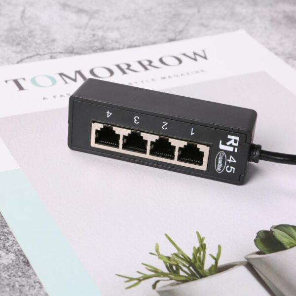 RJ45 1 Male To 4 Female Ports Ethernet Network Plug Cable Splitter Extension Adapter Male To Female Connector For Routers Hubs 2