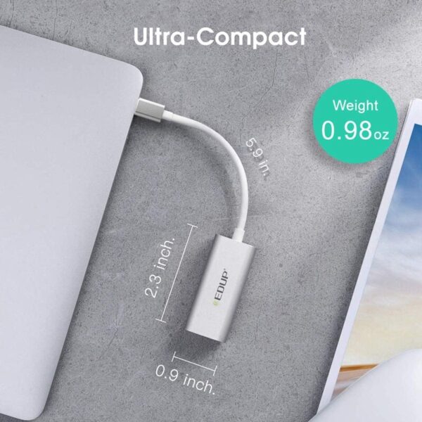 EDUP USB C to Ethernet Adapter,Type C to RJ45 Thunderbolt 3/Gigabit Ethernet LAN Network Adapter 10/100/1000 Mbps 6