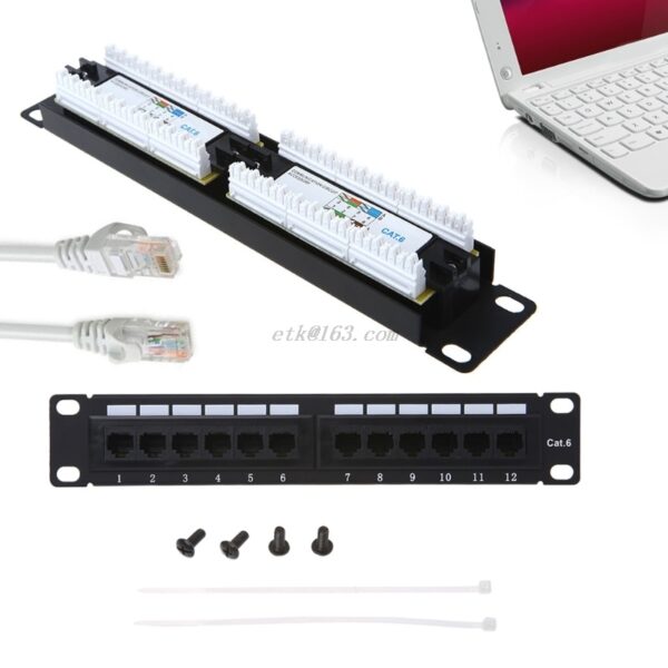 New Cat6/Cat5e 12 Port RJ45 Patch Panel UTP LAN Network Adapter Cable Connector hot 2