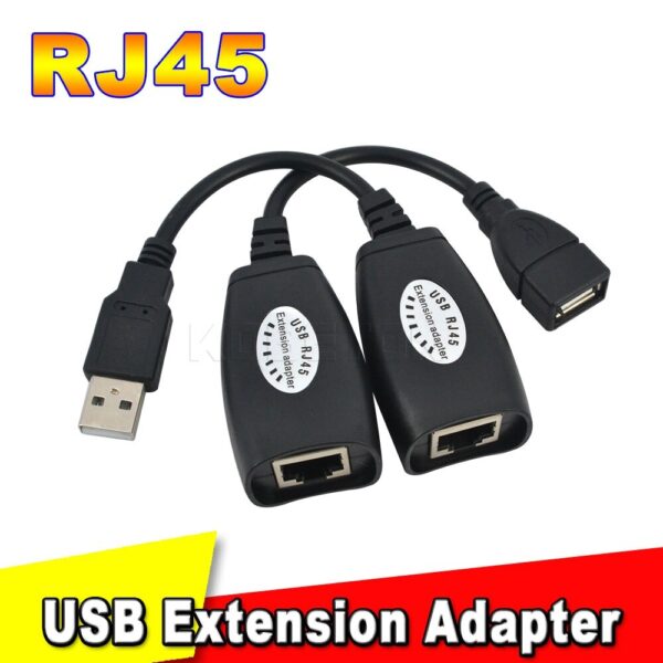 kebidu USB 2.0 Extension Extender Adapter male & Female Up To 150ft Using CAT5/CAT5E/6 RJ45 Lan Network Ethernet Repeater Cable 6