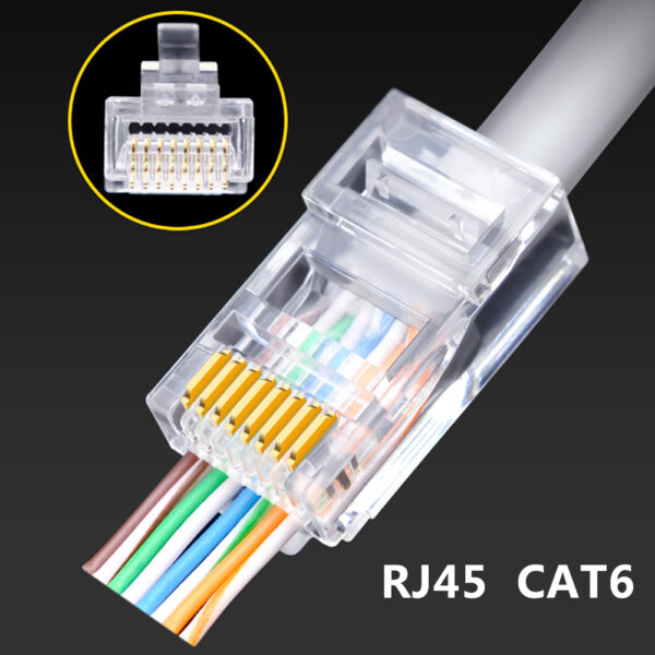 2021 NEW 50pcs/100pcs CAT5E CAT6 Plug RJ45 Connector Network Cable Modular 8P8C Connector End Pass Through Z HOTSALE RJ45 6