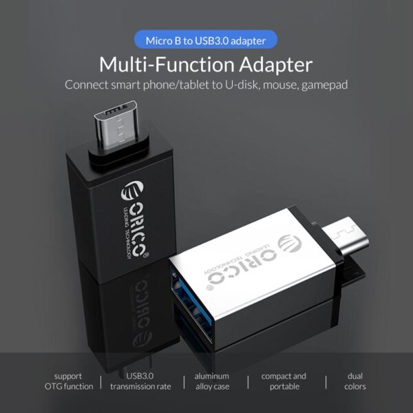 ORICO OTG Adapter Micro B to USB 3.0 Convertor USB3.0 5Gpbs Adapter Aluminum Alloy Connect Smart Phone Tablet to U Disk Mouse 2