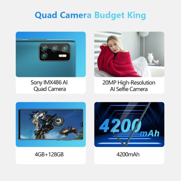 Cubot P40 Rear Quad Camera 20MP Selfie Smartphone NFC 4GB+128GB 6.2 Inch 4200mAh Android 10 Dual SIM Card mobile phone 4G LTE 2
