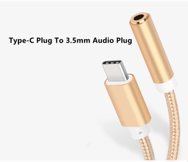 VOXLINK Braided Cable Adapter USB-C Type C To 3.5mm Jack Headphone Cable Audio Aux Cable Adapter for Xiaomi Huawei Smart Phone 3