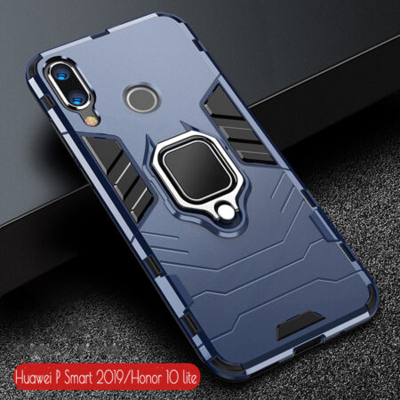 For Honor 10 Lite Case Armor PC Cover Finger Ring Holder Phone Case On For Huawei P Smart 2019 Cover Durable Reinforced Bumper 1