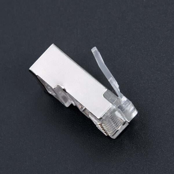 50pcs RJ45 shielded connector cat5e Cat6 3U Hole network rj45 Connector Plugs RJ45 ethernet cable 23AWG Crystal Head 8 Line Slot 4