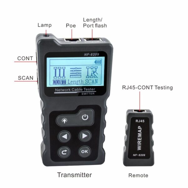 NOYAFA NF-8209 RJ45 Cable Tracker POE network Wire Checker cable tester Test Network Tool Scan Cable Wiremap utp Tester 5