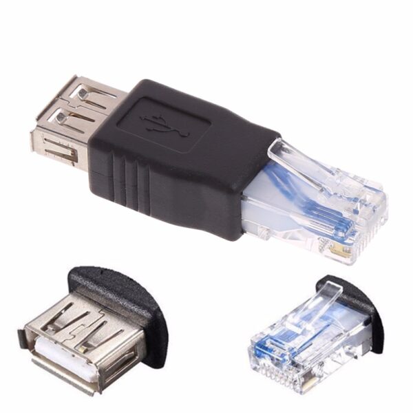 2pcs/lot USB Type A Female To RJ45 Male Ethernet LAN Network Router Socket Plug Adapter 1