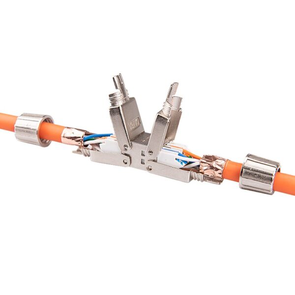 RJ45 Networking Connector Cat6A Cat7 RJ45 Network Full Shielding Tool-free Connection Module Plugs RJ45 Coupler Lan Adapter 4