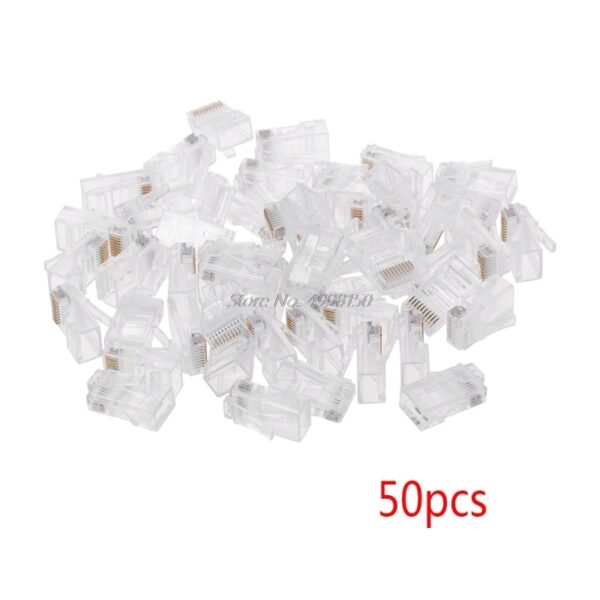 50 Pcs/Pack Stranded 10P10C Network Cable Connector RJ48 Crystal Plug Modular Network Tool Kit Dropship 1