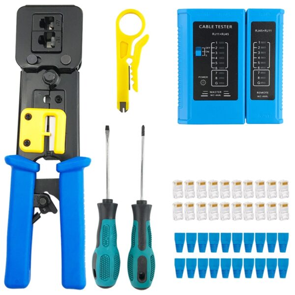 RJ45 Crimp Tool Kit Pass Thru Cat5 Cat5E Cat6 RJ45 Crimping Tool 1