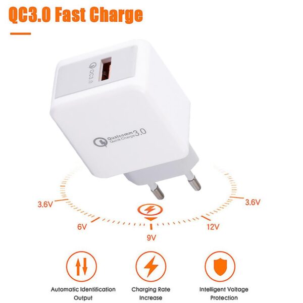 Portable US/EU USB Smart Mobile Phone Charger 9V 1.8A Travel Wall Charger QC3.0 Fast Charging Charger for Huawei Xiaomi Phones 2