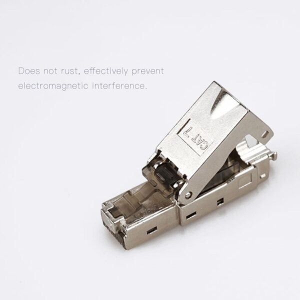 2PCS Cat7 Connector Rj45 Ethernet Plug Adapter Tool-Free Crimping Cat7 Shielded Metal Boot Network Ethernet Cable Plug 6