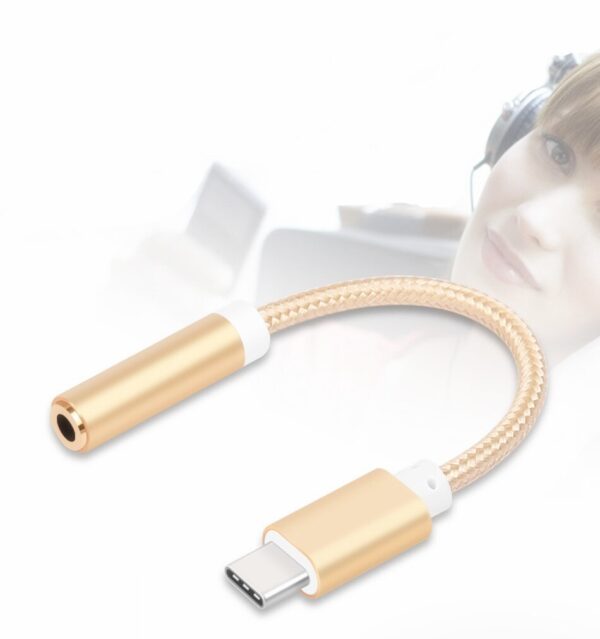 VOXLINK Braided Cable Adapter USB-C Type C To 3.5mm Jack Headphone Cable Audio Aux Cable Adapter for Xiaomi Huawei Smart Phone 2